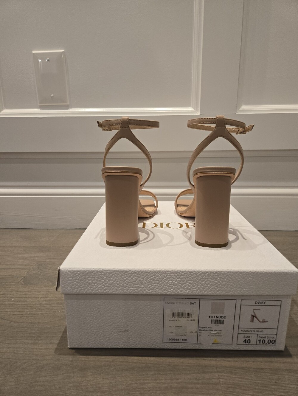 $1,295 Dior Dway Logo Satin Leather Heeled Sandals Beige EU 40 US 9.5-10 BNIB - Picture 8 of 10